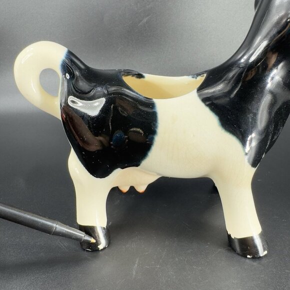 Vintage Cow Creamer Black and White Ceramic Mug Whimsical Houseware Decor VTG - Picture 5 of 14